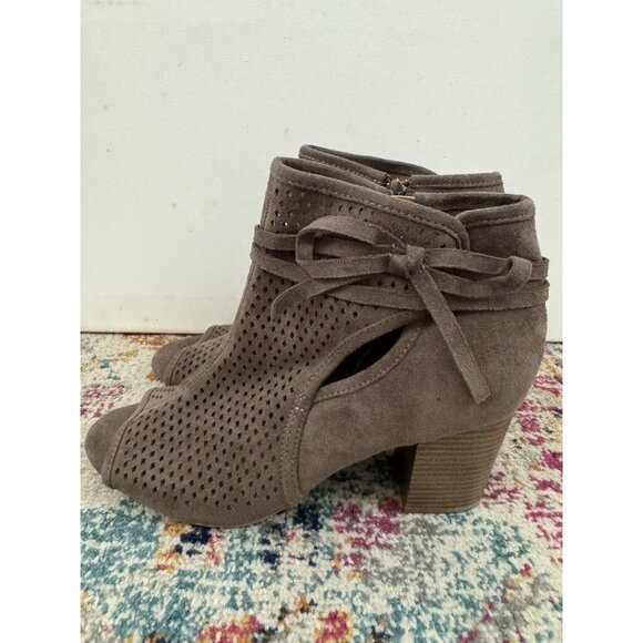 ALTAR'D STATE "Hanover" Heeled Peep Toe Ankle Bootie In Brown Faux Suede Sz 10 - Picture 3 of 8